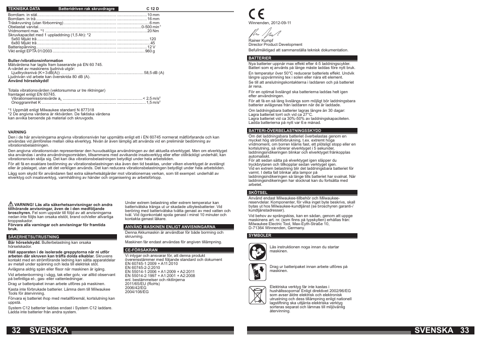 Svenska | Milwaukee C12 PC User Manual | Page 17 / 35