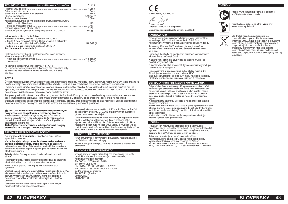 Slovensky | Milwaukee C12 PC User Manual | Page 22 / 35