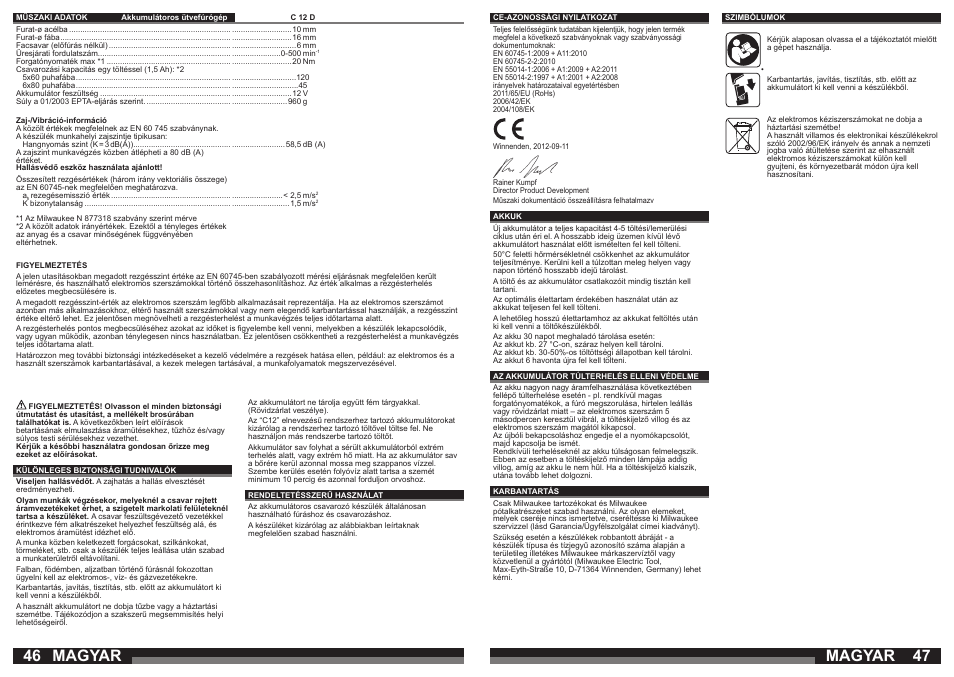 Magyar | Milwaukee C12 PC User Manual | Page 24 / 35