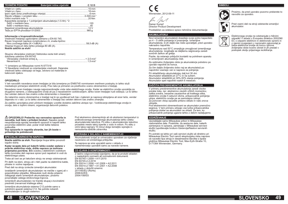 Slovensko | Milwaukee C12 PC User Manual | Page 25 / 35