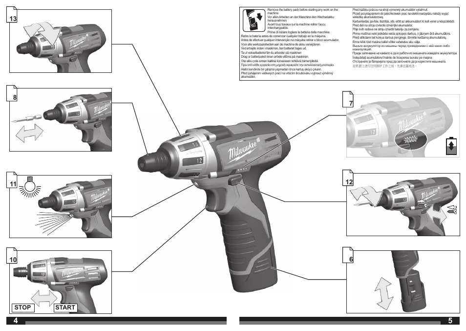 Start stop | Milwaukee C12 PC User Manual | Page 3 / 35