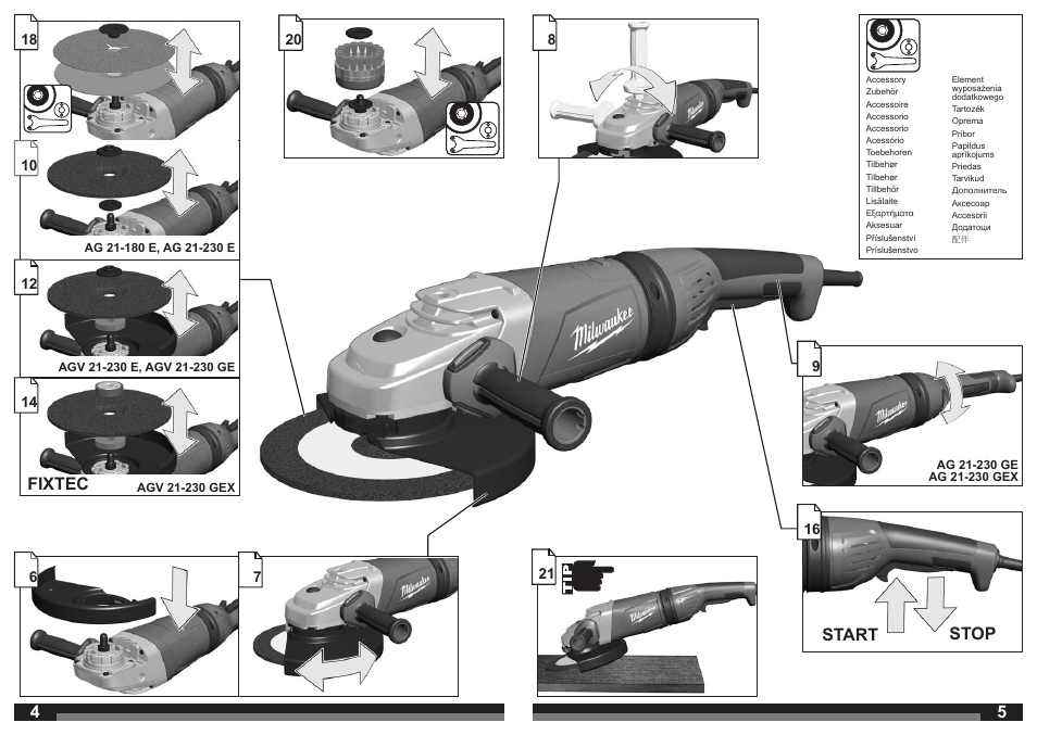 Milwaukee AGV21-230 GEX User Manual | Page 3 / 54