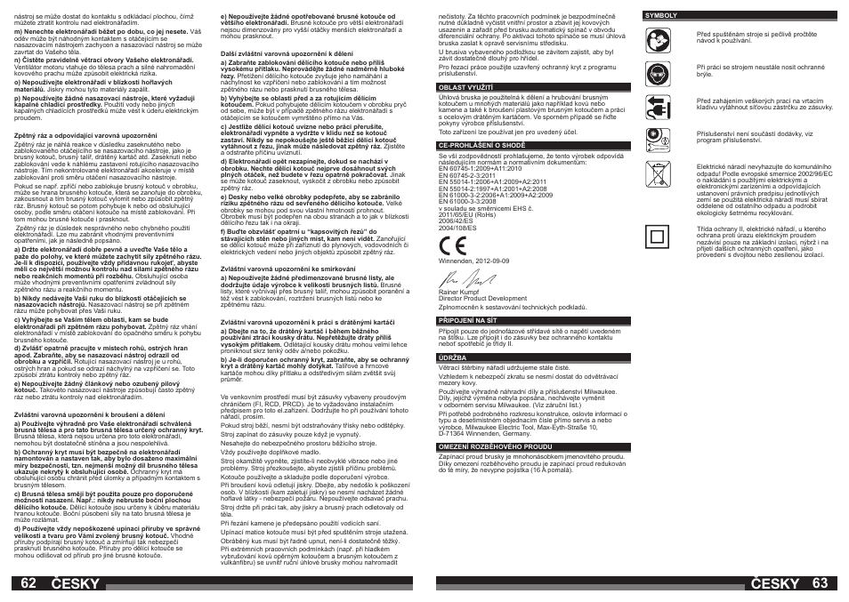 62 63 česky, Česky | Milwaukee AGV21-230 GEX User Manual | Page 32 / 54