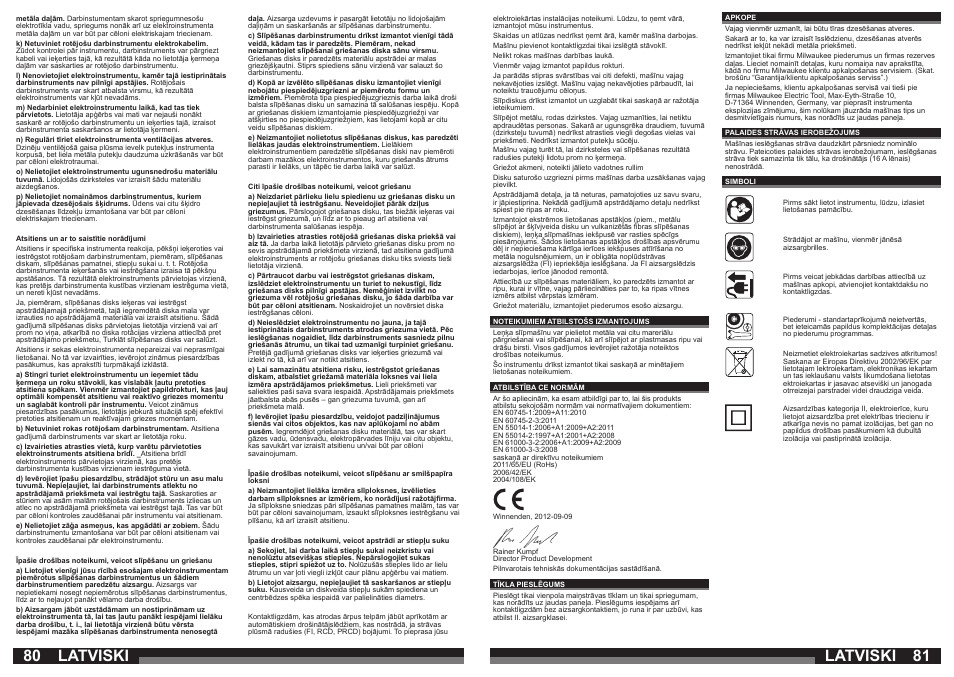 80 81 latviski, Latviski | Milwaukee AGV21-230 GEX User Manual | Page 41 / 54