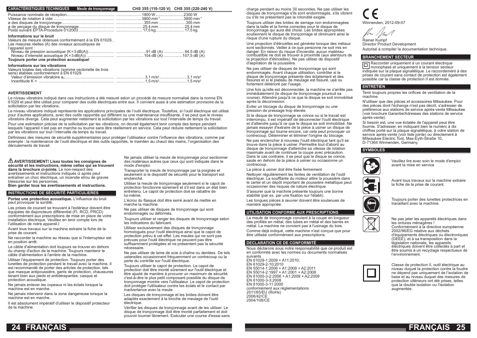 Français | Milwaukee CHS 355 User Manual | Page 13 / 38