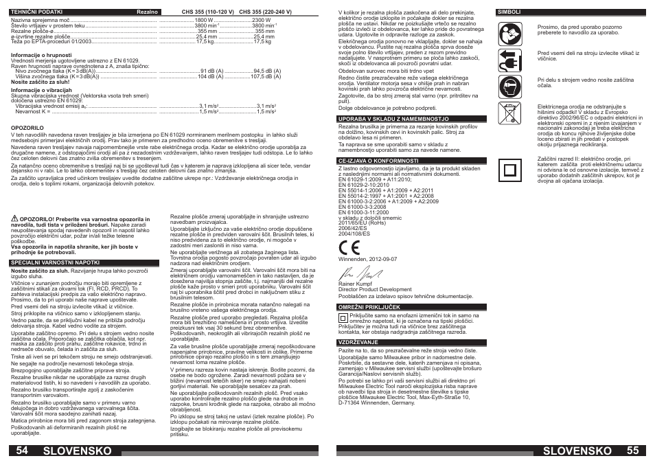 Slovensko | Milwaukee CHS 355 User Manual | Page 28 / 38