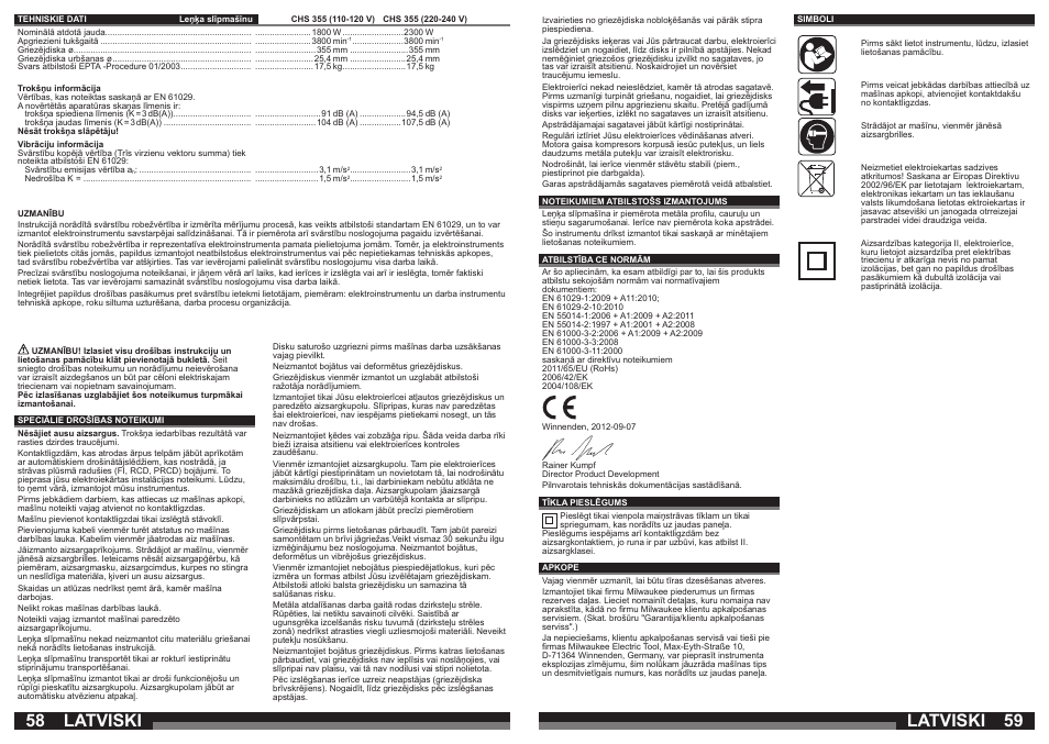 Latviski | Milwaukee CHS 355 User Manual | Page 30 / 38