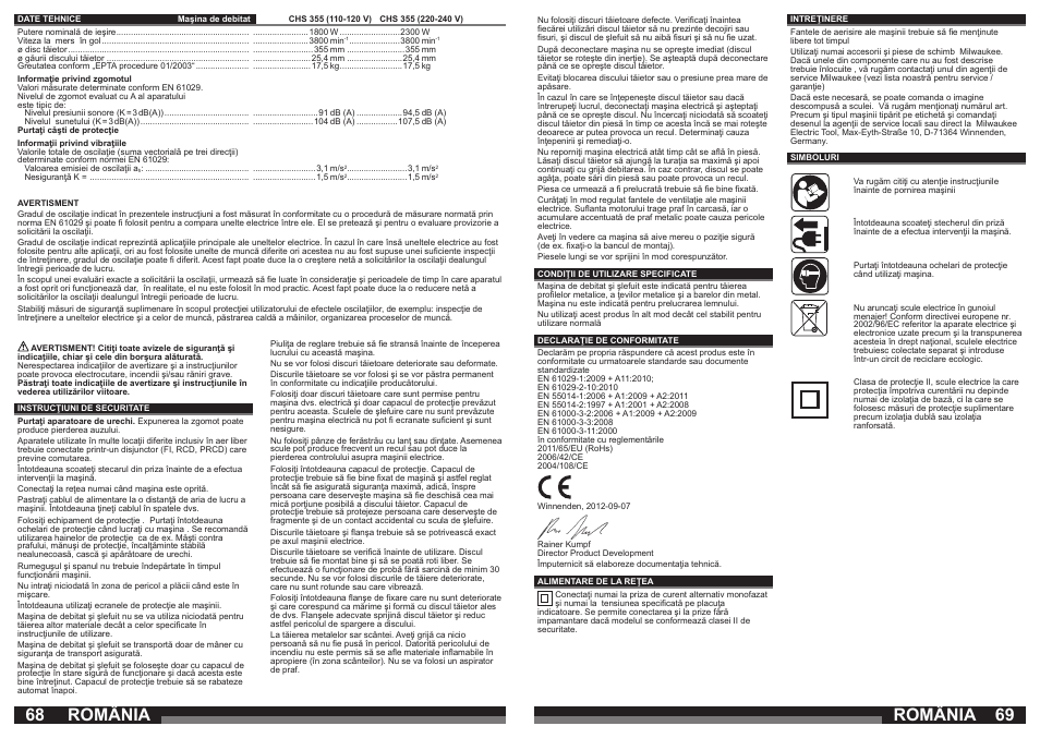 România | Milwaukee CHS 355 User Manual | Page 35 / 38