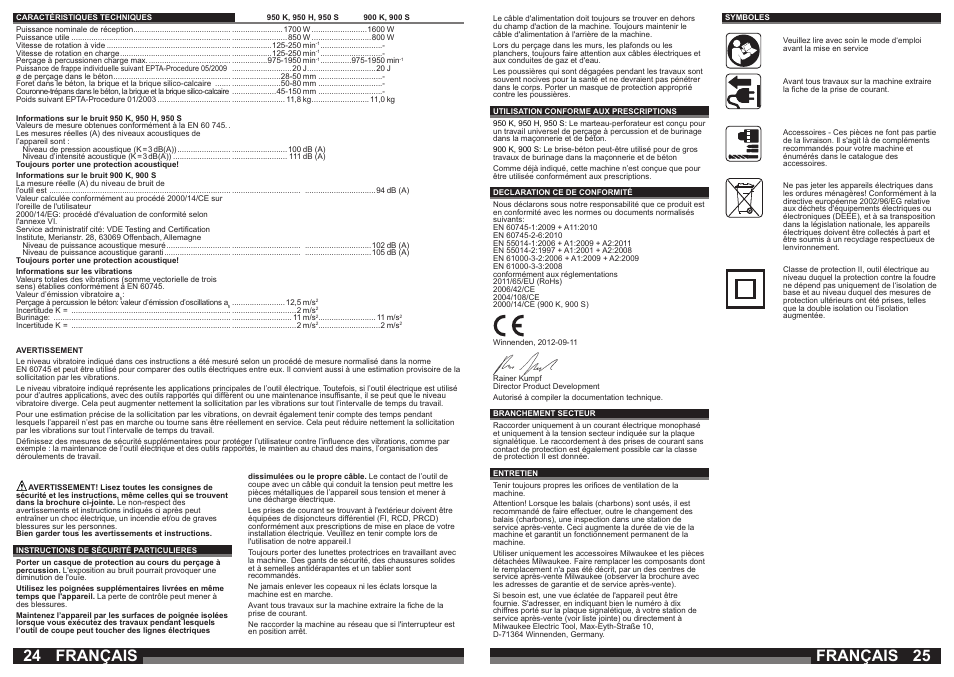 Français | Milwaukee 950 S User Manual | Page 13 / 39