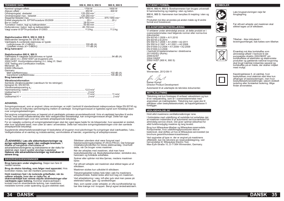 Dansk | Milwaukee 950 S User Manual | Page 18 / 39