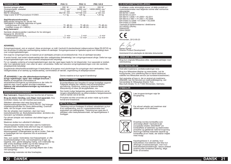Dansk | Milwaukee PRS 125 E User Manual | Page 11 / 31