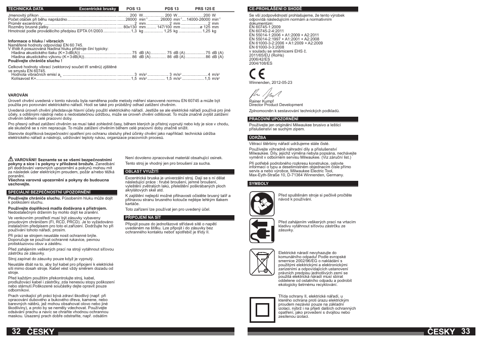 Česky | Milwaukee PRS 125 E User Manual | Page 17 / 31
