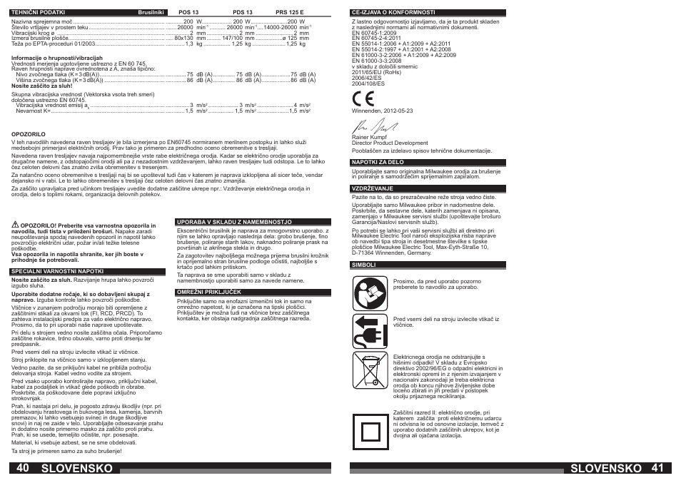 Slovensko | Milwaukee PRS 125 E User Manual | Page 21 / 31