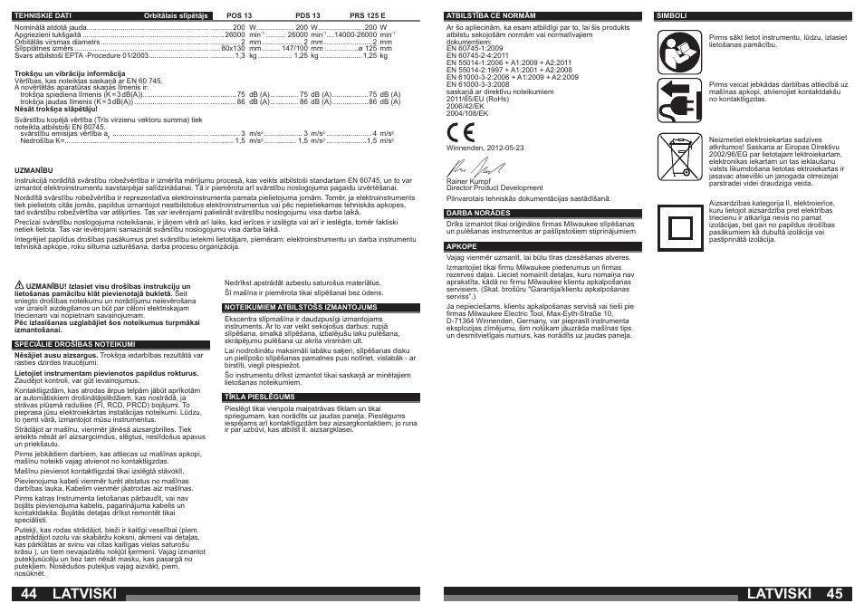 Latviski | Milwaukee PRS 125 E User Manual | Page 23 / 31