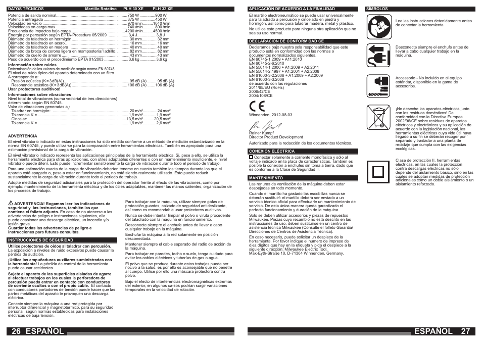 Español | Milwaukee PLH 30 XE User Manual | Page 14 / 37