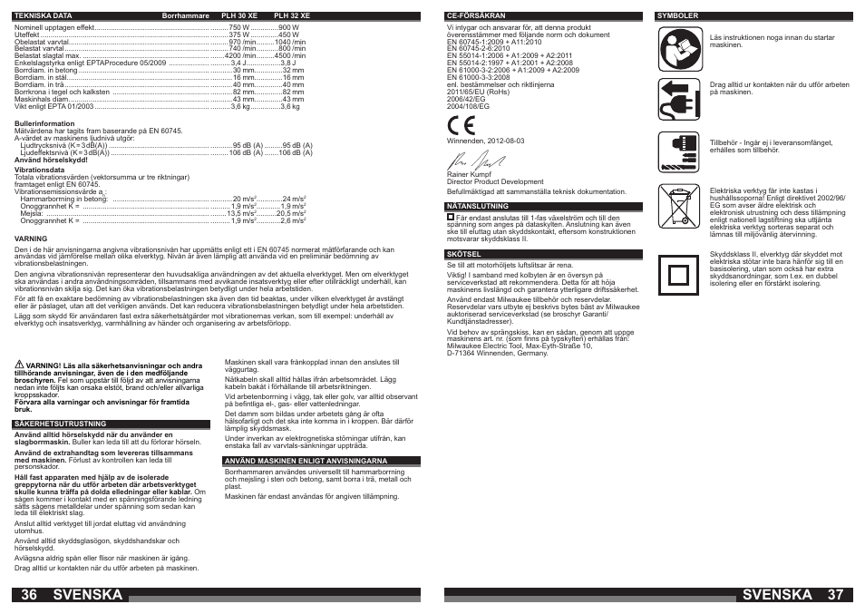 Svenska | Milwaukee PLH 30 XE User Manual | Page 19 / 37