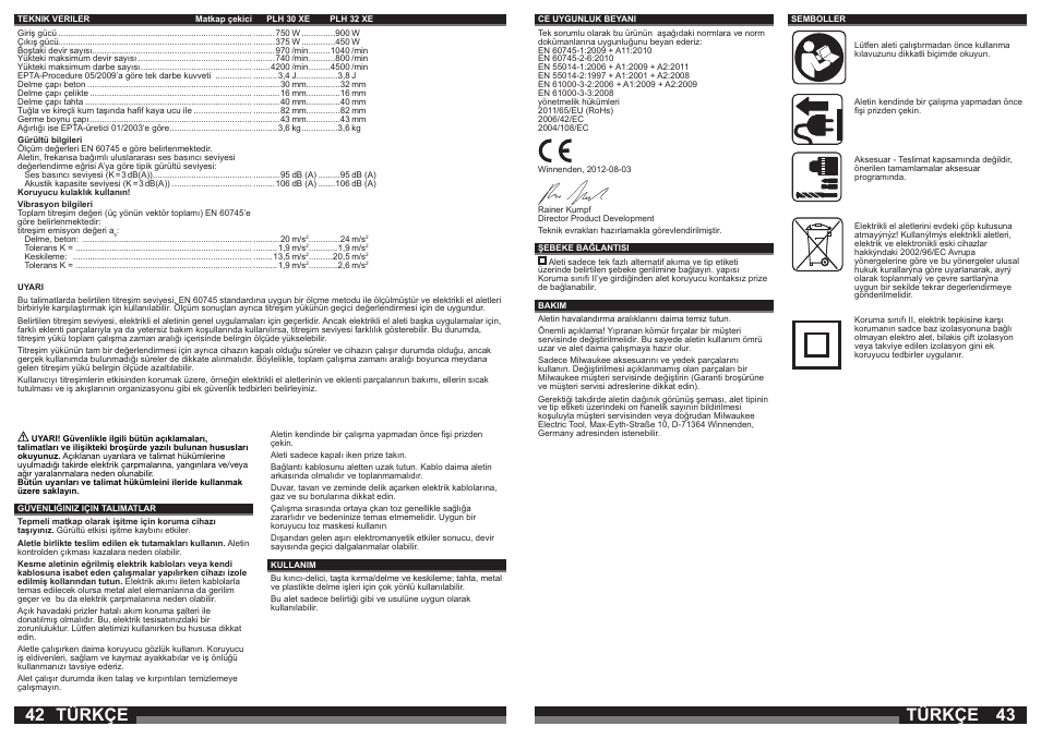 Türkçe | Milwaukee PLH 30 XE User Manual | Page 22 / 37