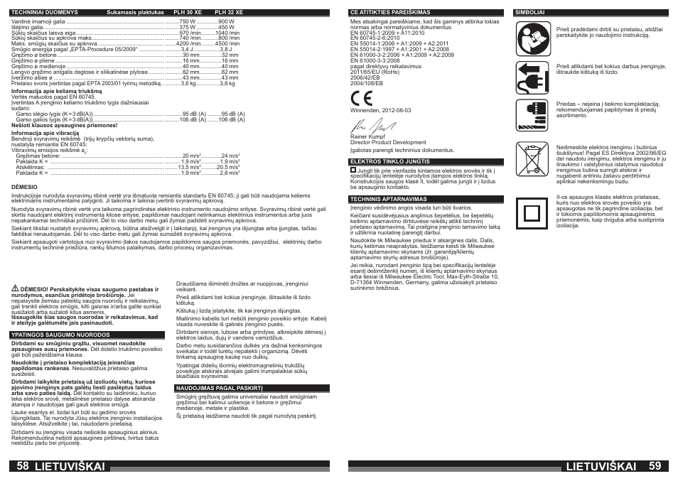 Lietuviškai | Milwaukee PLH 30 XE User Manual | Page 30 / 37