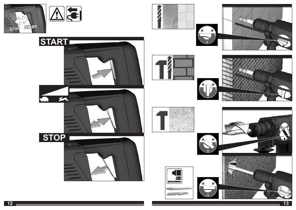 Start stop | Milwaukee PLH 30 XE User Manual | Page 7 / 37