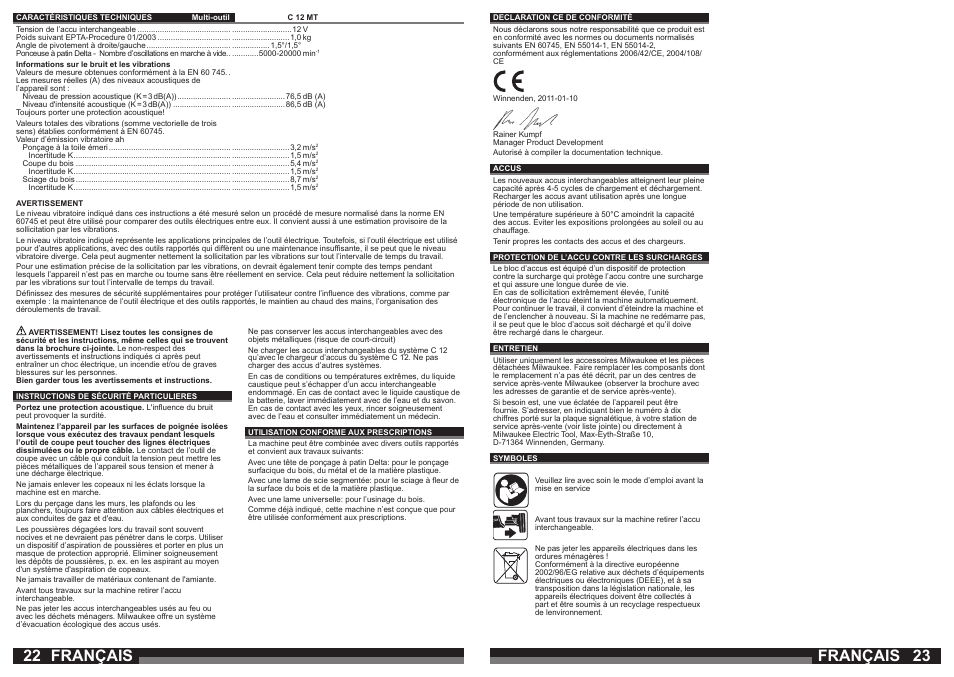 Français | Milwaukee C12 MT User Manual | Page 12 / 37