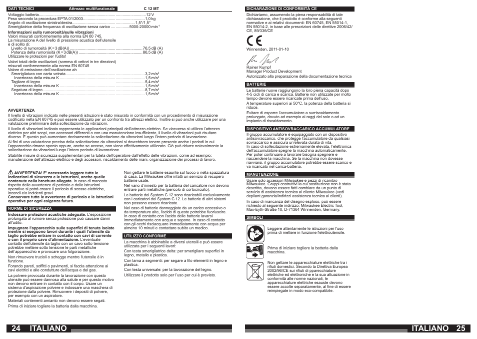 Italiano | Milwaukee C12 MT User Manual | Page 13 / 37