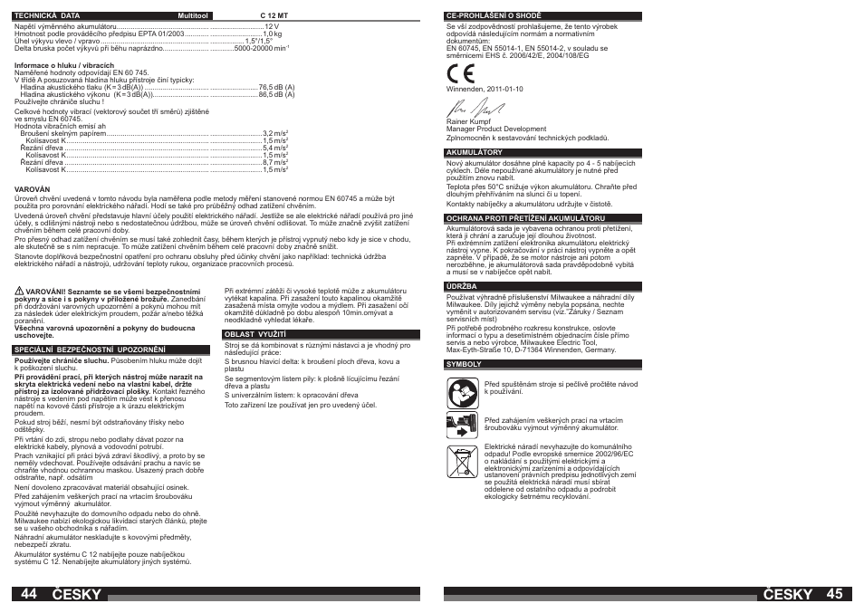 Česky | Milwaukee C12 MT User Manual | Page 23 / 37