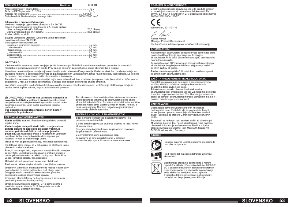 Slovensko | Milwaukee C12 MT User Manual | Page 27 / 37