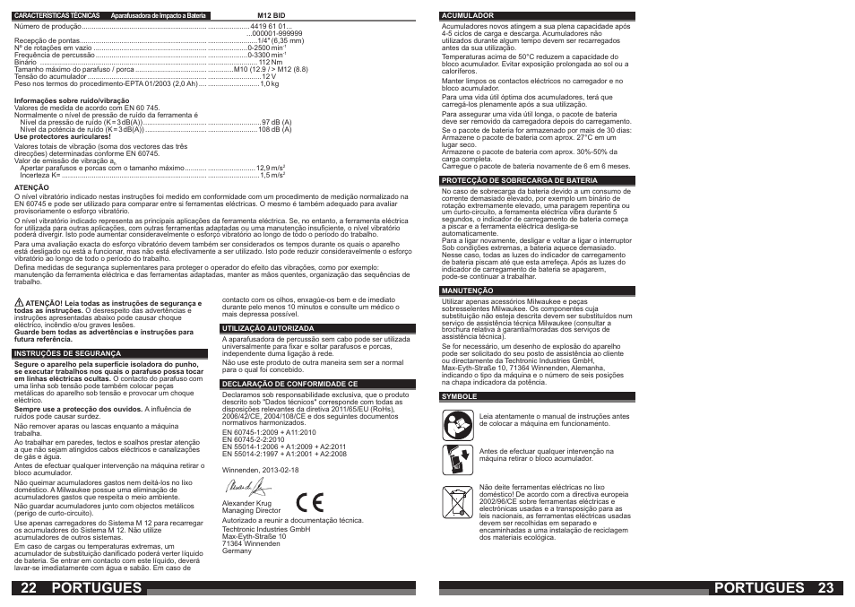 Portugues | Milwaukee M12 BID User Manual | Page 12 / 35