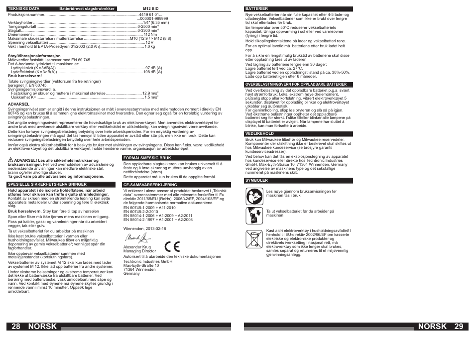 Norsk | Milwaukee M12 BID User Manual | Page 15 / 35