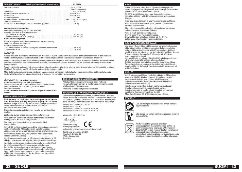 Suomi | Milwaukee M12 BID User Manual | Page 17 / 35