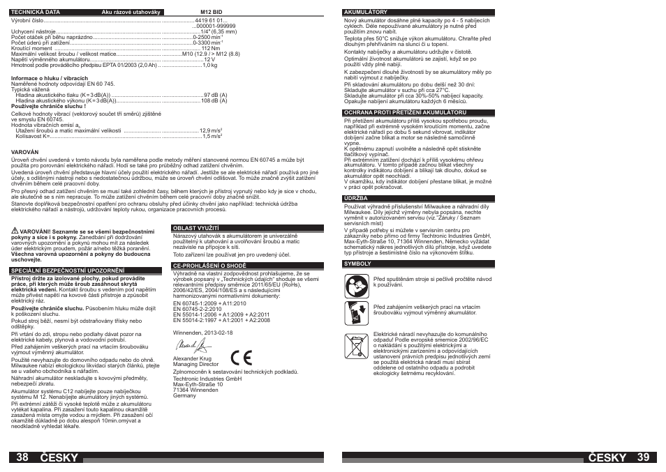 Česky | Milwaukee M12 BID User Manual | Page 20 / 35