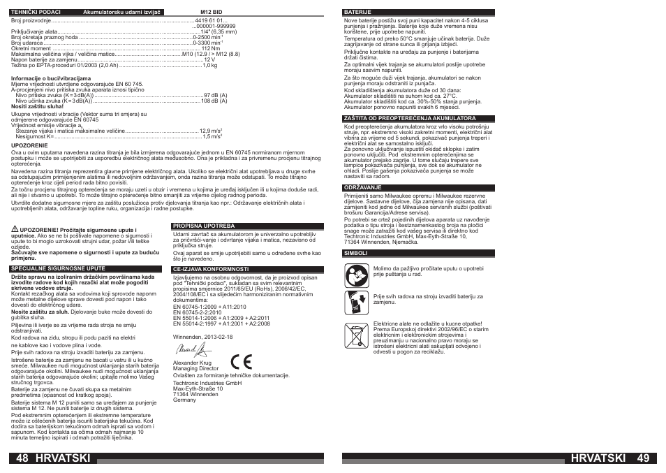 Hrvatski | Milwaukee M12 BID User Manual | Page 25 / 35