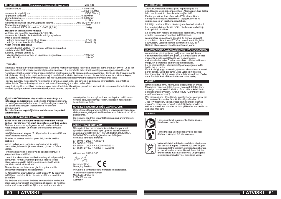 Latviski | Milwaukee M12 BID User Manual | Page 26 / 35