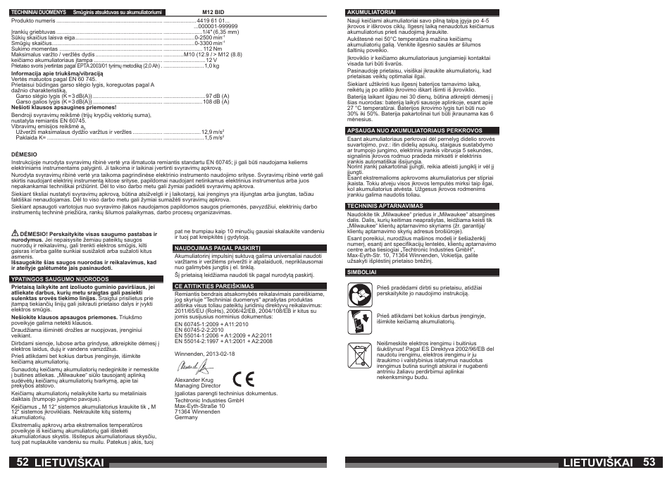 Lietuviškai | Milwaukee M12 BID User Manual | Page 27 / 35