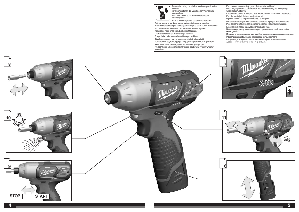 Start stop | Milwaukee M12 BID User Manual | Page 3 / 35