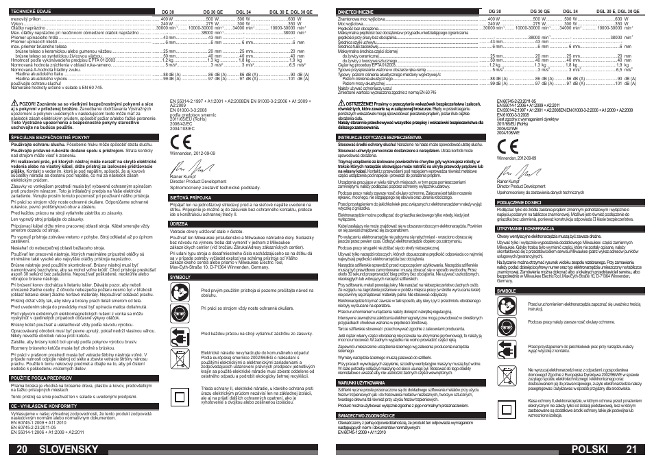 Slovensky polski | Milwaukee DGL 30 QE User Manual | Page 11 / 19