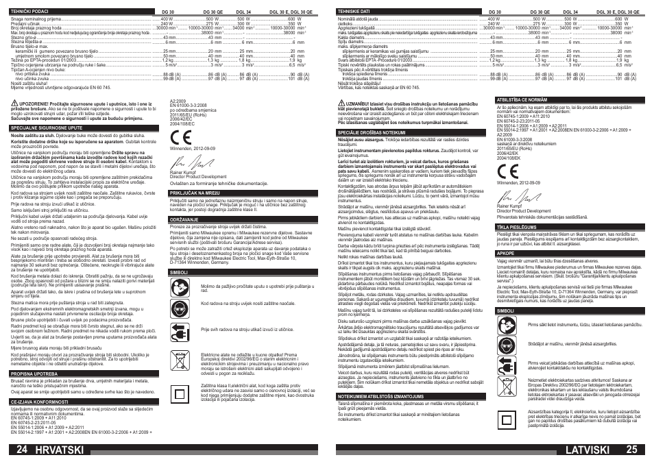 Hrvatski, Latviski | Milwaukee DGL 30 QE User Manual | Page 13 / 19