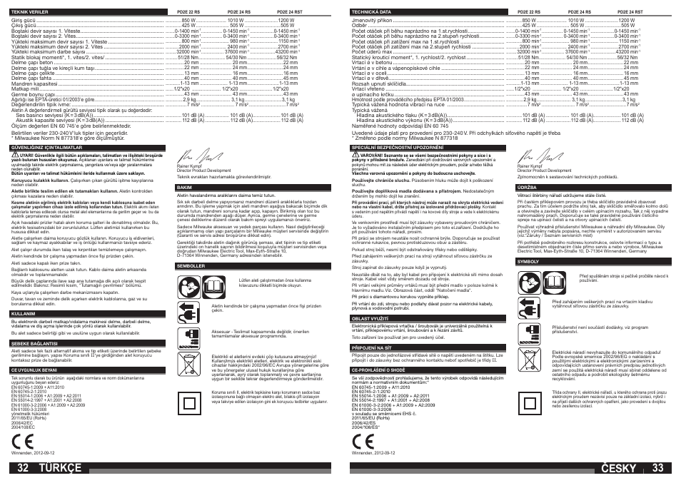 Türkçe, Česky | Milwaukee PD2E 24 RST User Manual | Page 17 / 25