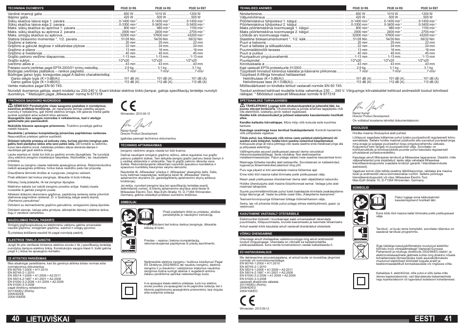 Lietuviškai, Eesti | Milwaukee PD2E 24 RST User Manual | Page 21 / 25