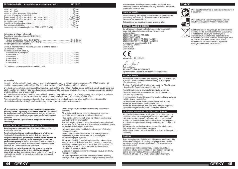 Česky | Milwaukee HD28 PD User Manual | Page 23 / 37