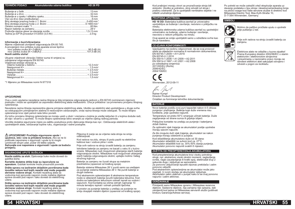 Hrvatski | Milwaukee HD28 PD User Manual | Page 28 / 37