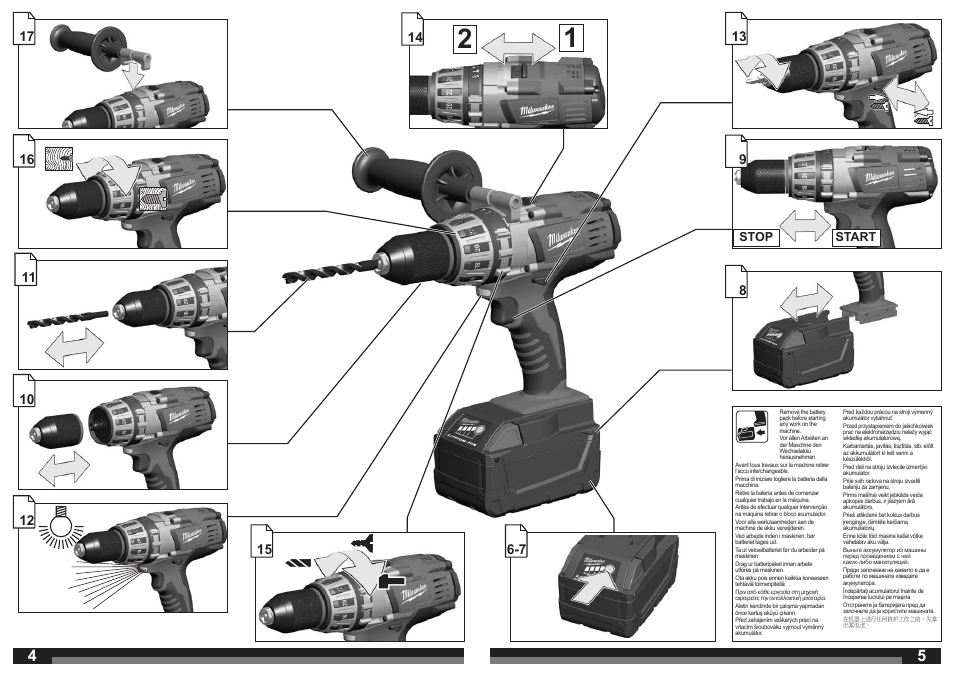 Start stop | Milwaukee HD28 PD User Manual | Page 3 / 37