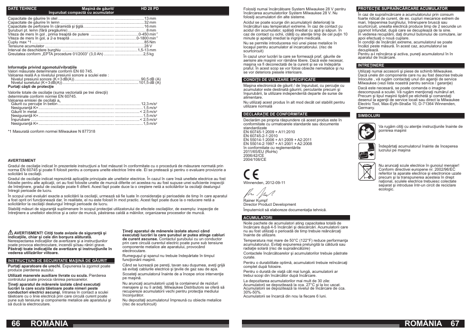 România | Milwaukee HD28 PD User Manual | Page 34 / 37