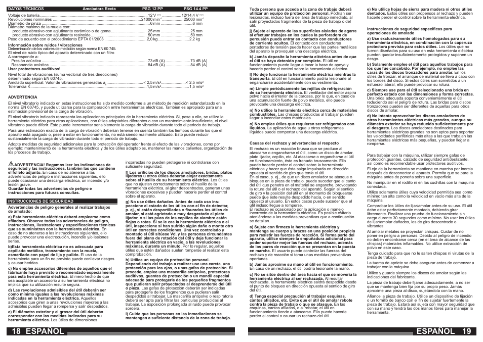 Español | Milwaukee PSG14.4 POWER PLUS User Manual | Page 10 / 46