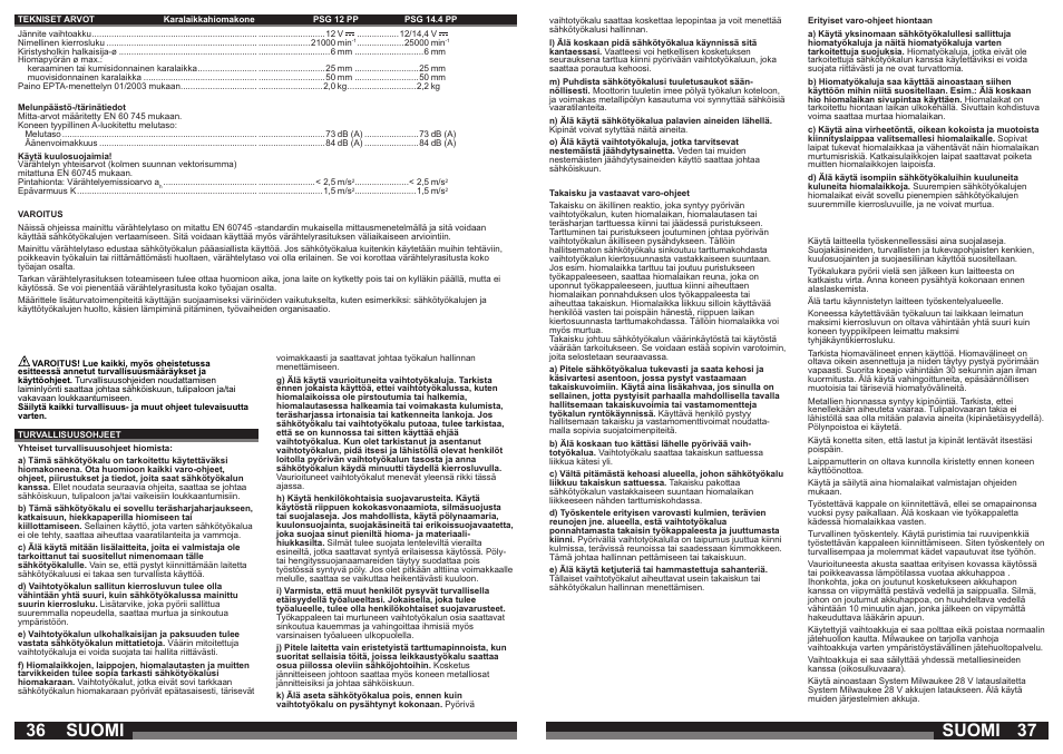 Suomi | Milwaukee PSG14.4 POWER PLUS User Manual | Page 19 / 46