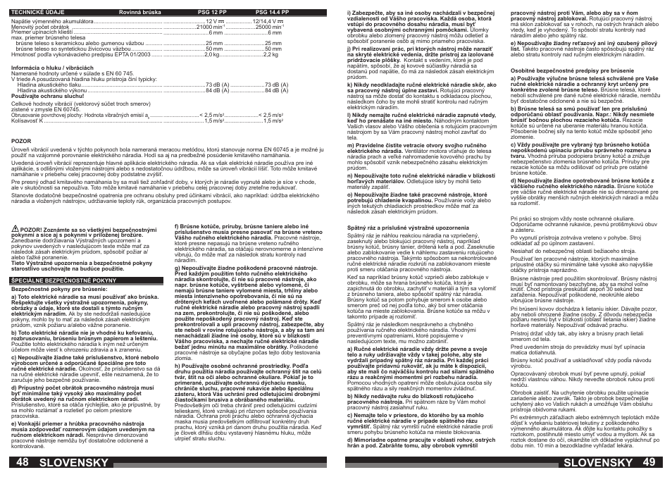 Slovensky | Milwaukee PSG14.4 POWER PLUS User Manual | Page 25 / 46