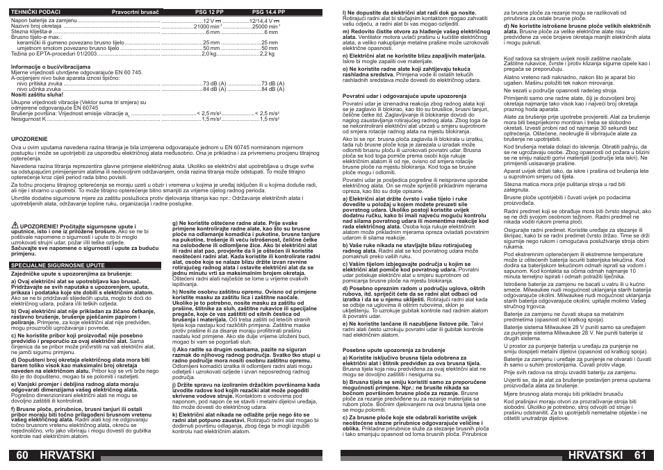 Hrvatski | Milwaukee PSG14.4 POWER PLUS User Manual | Page 31 / 46