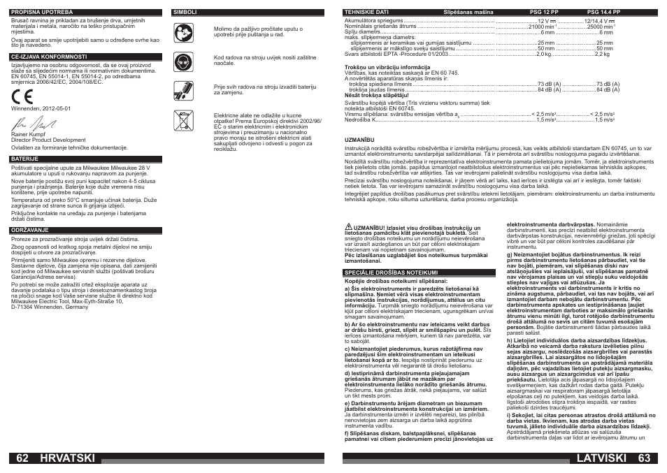 Hrvatski, Latviski | Milwaukee PSG14.4 POWER PLUS User Manual | Page 32 / 46