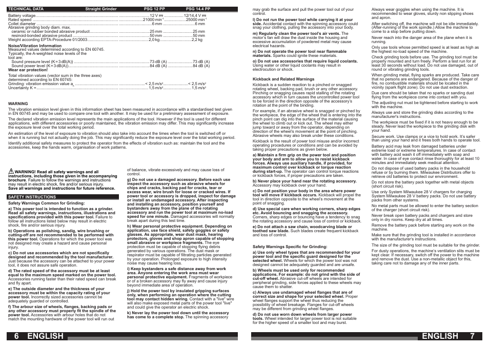 English | Milwaukee PSG14.4 POWER PLUS User Manual | Page 4 / 46