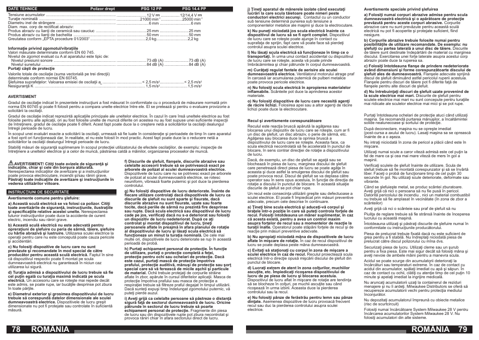 România | Milwaukee PSG14.4 POWER PLUS User Manual | Page 40 / 46